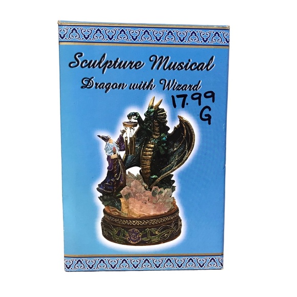 Vintage Musical Sculpture Fantasy Wizard And Dragon Crystals And Wind Chime - Picture 14 of 16
